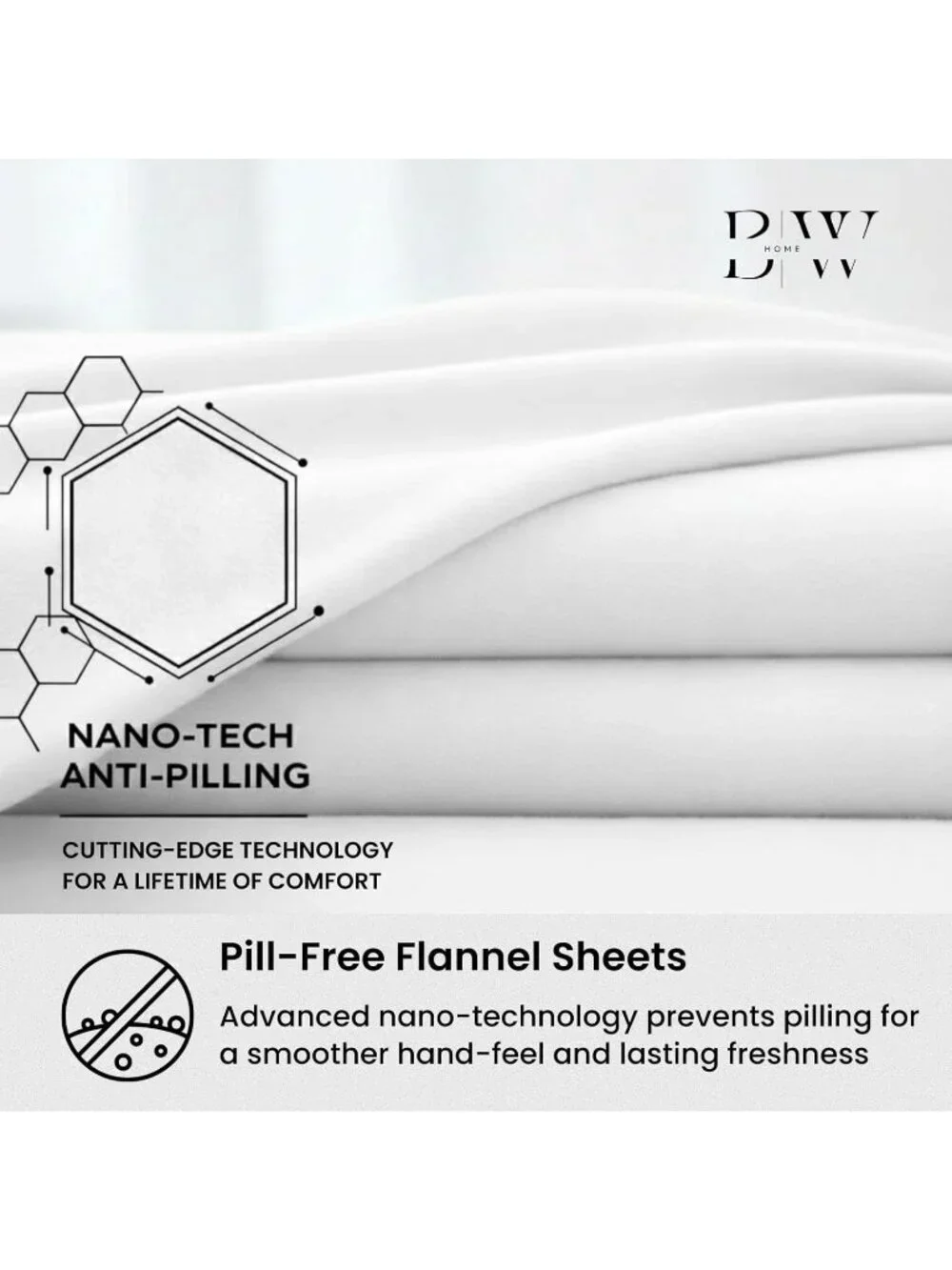 Briarwoodhome 100% Cotton Flannel Queen Sheet Set White with Nano Tech White...